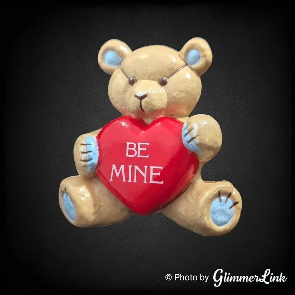 Vintage Teddy Hugglesbie Gibson Greetings Valentine Bear Be Mine Heart Brooch